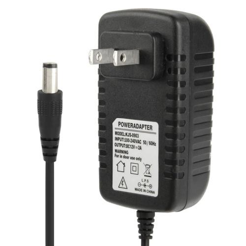 Spina US di alta qualità AC 100-240V a DC 12V 2A Adattatore di alimentazione, punte: 5,5 x 2,1 mm, lunghezza cavo: 1 m (nero)