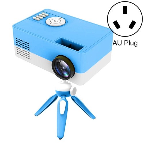 Mini proiettore LED J15 1920 x 1080P HD per uso domestico con supporto per treppiede AV / HDMI x 1 / USB x1 / TF x 1, tipo di spina: spina AU (blu bianco)