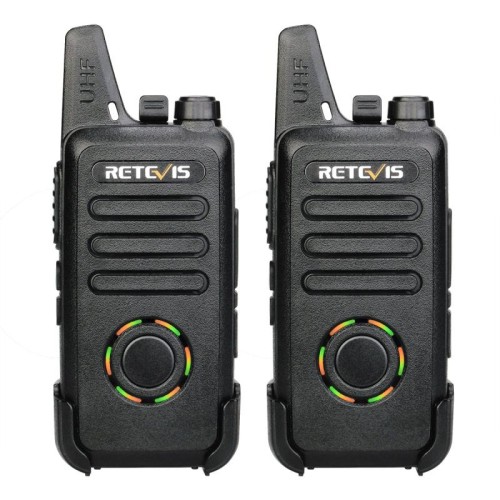 1 paio Retevis RT22S Frequenza degli Stati Uniti 22Chs FRRS License-GRATIS A due Way Radio Handheld Walkie Talkie, Plug USA (nero)