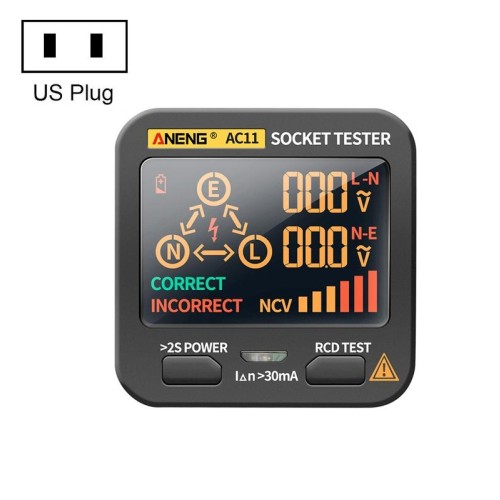 ANENG AC11 Tester per presa display digitale multifunzionale Tester per filo di terra elettrico (spina americana)