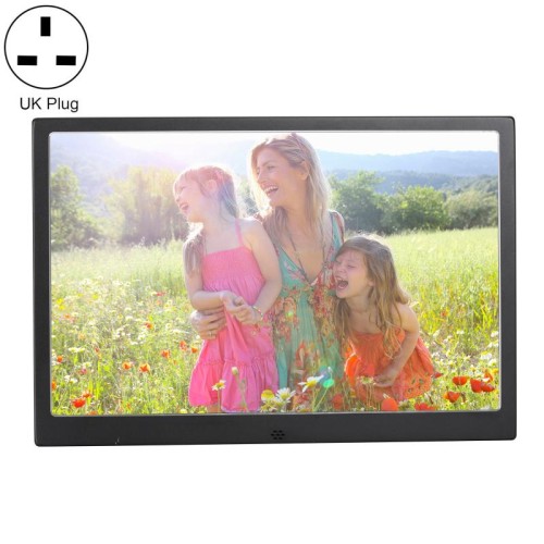 HSD1504 LED da 15,4 pollici LED 1280x800 Display ad alta risoluzione Frame di foto digitale con supporto e telecomando, supporto SD / MMC / MS Card / USB Porta, Plug UK (Black)