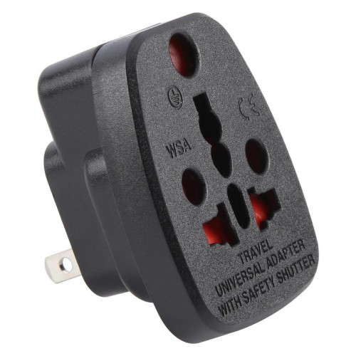 Adattatore universale da viaggio globale WSA-6 con spina US/JP e otturatore di sicurezza (nero)