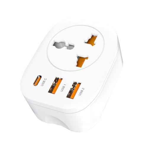 Convertitore universale spina 2USB+Type-C presa convertitore intelligente spina USA (bianco)