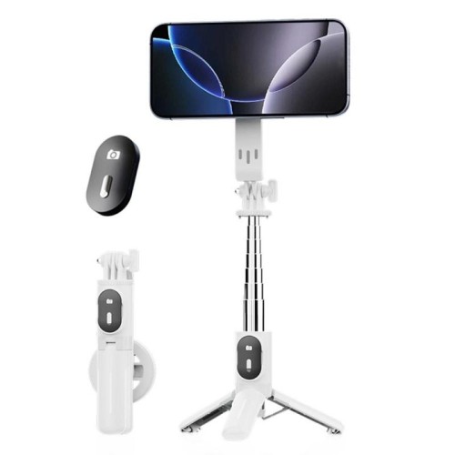 P08Y Pro - Supporto per selfie portatile da viaggio, treppiede, mini supporto per telefono Magsafe con telecomando (nero)