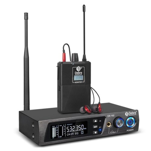 Sistema di monitoraggio audio wireless professionale DEBRA ER-102 con un ricevitore (spina UE)