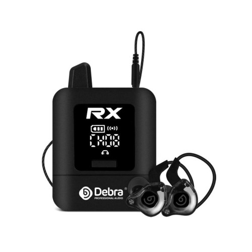 Ricevitore per sistema di monitoraggio wireless stereo DEBRA ST-mini 2.4G + auricolari (bianco)