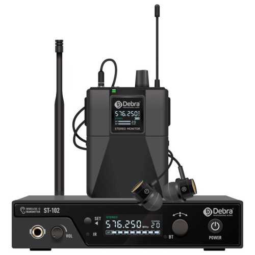 Sistema di monitoraggio audio wireless professionale da palco DEBRA ST-102 con un ricevitore (spina UK)