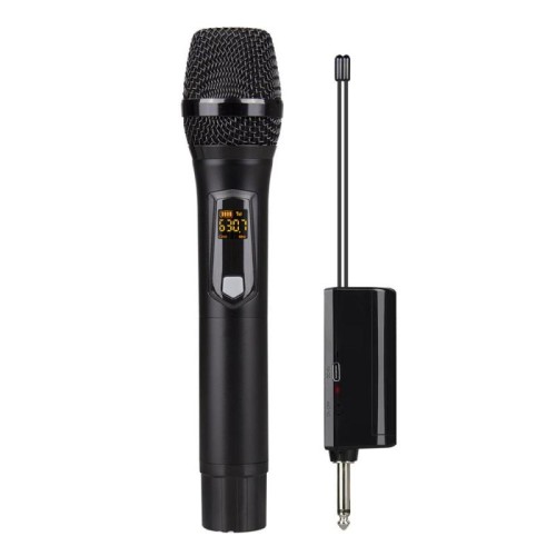 Sistema microfonico ricaricabile wireless UHF DEBRA A-25 per palco KTV, modello: One Mic (nero)