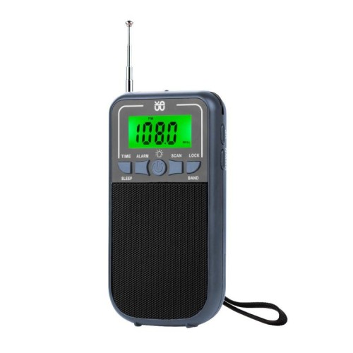 Radio portatile FM/AM/SW multibanda ad alta sensibilità con controllo dell'orologio, specifiche: per UE (nero)