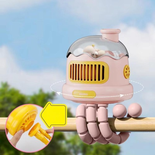 Ventilatore portatile silenzioso senza pale Octopus con clip per passeggini, colore: rosa non oscillante