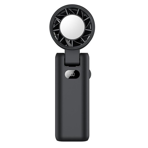 Ventilatore portatile WT21, ventilatore pieghevole con ghiaccio e indicatore del livello della batteria (nero)