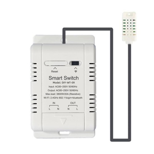 Termostato intelligente con interruttore di temperatura DIY-WT-09 20A, compatibile con Google / Alexa / Yandex Alice / IFTTT, specifiche: sensore di umidità + temperatura e umidità da 1 m