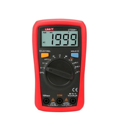 UNI-T UT33A+ Multimetro palmare con display LCD retroilluminato, tester di tensione CA/CC 600 V 10 A