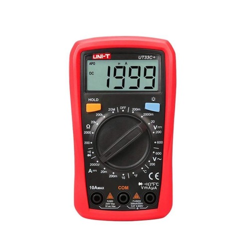 UNI-T UT33C+ Multimetro palmare con display LCD retroilluminato, tester di tensione CA/CC 600 V 10 A