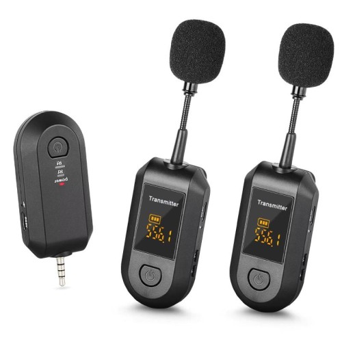 Microfono portatile amplificatore per microfono wireless 2.4G con clip da bavero 1 in 2