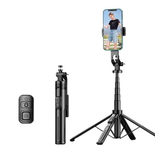 K27 Smartphone estensibile Live Streaming Supporto a 4 gambe Bluetooth Selfie Stick (Nero)