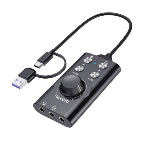 Scheda audio esterna USB/tipo C a 3,5 mm con audio surround 7.1 per computer, cambia voce per lo streaming su computer mobile