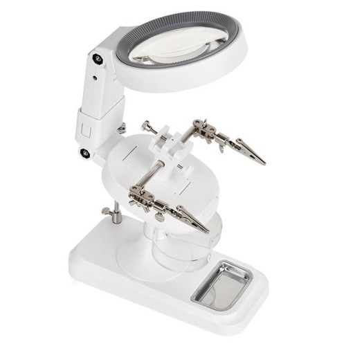 Lente d'ingrandimento portatile da tavolo 5x 10x con 32 LED, banco da lavoro per la manutenzione del saldatore (nero)