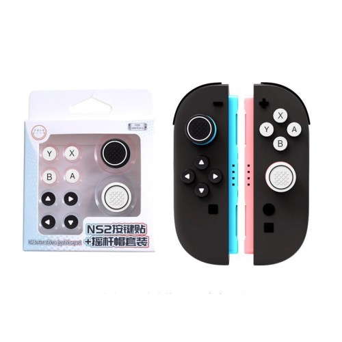 Set di skin per pulsanti in silicone e cappucci per joystick per controller Joy-Con Nintendo Switch 2 (verde e blu)