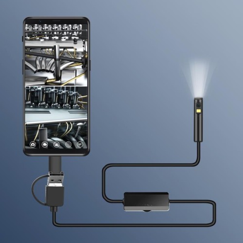 AN100 3 in 1 IP68 impermeabile USB-C / TYPE-C + Micro USB + USB Dual Camere Endoscopio industriale industriale industriale con 9 LED, supporto sistema Android, diametro dell'obiettivo: 8mm, lunghezza: 10m cavo morbido