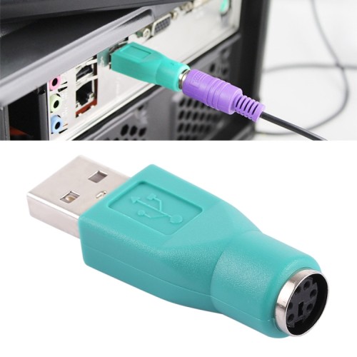 Adattatore da USB A a mini DIN6 femmina (da PS / 2 a USB) (verde)