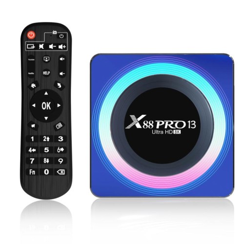 Acrilico X88 Pro 13 8K Ultra HD Android 13.0 Smart TV Box con telecomando, RK3528 Quad-Core, 4G+32GB (spina USA)
