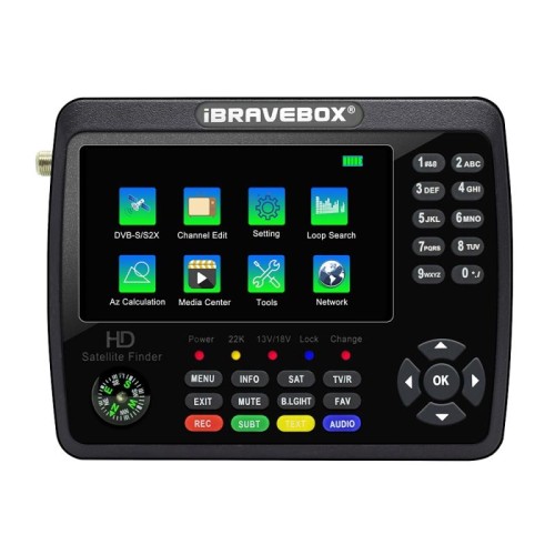 iBRAVEBOX V10 Finder Max display da 4,3 pollici Cercatore di segnale per misuratore satellitare digitale, supporto DVB-S/S2/S2X, tipo di spina: spina americana (nero)