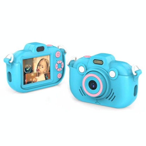 DC502 2.4 pollici 16X Zoom 2.7K Video Registrazione Bambini Fotocamera Digitale, Colore: Blu Nessuna Scheda (Spina USA)