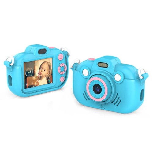 DC502 2.4 pollici 16X Zoom 2.7K Video Registrazione Bambini Fotocamera Digitale, Colore: Blu + 32G (Spina UK)