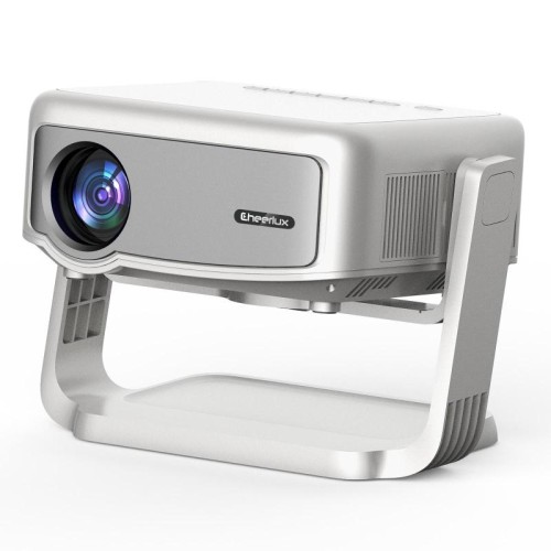 Cheerlux C6C, proiettore intelligente Bluetooth 5.1, versione con schermo 1280x720P, 180ANSI, spina UK, con giunto cardanico (bianco)
