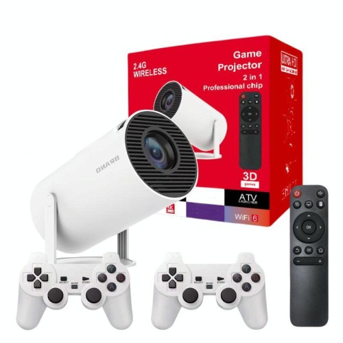 Proiettore di gioco HY300 Sistema Android 11 con controller di gioco wireless 720P Home Theater (spina UK)