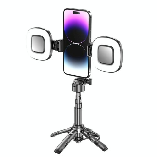 Selfie stick Bluetooth retrattile portatile per telefoni cellulari, colore: P15-H2 nero