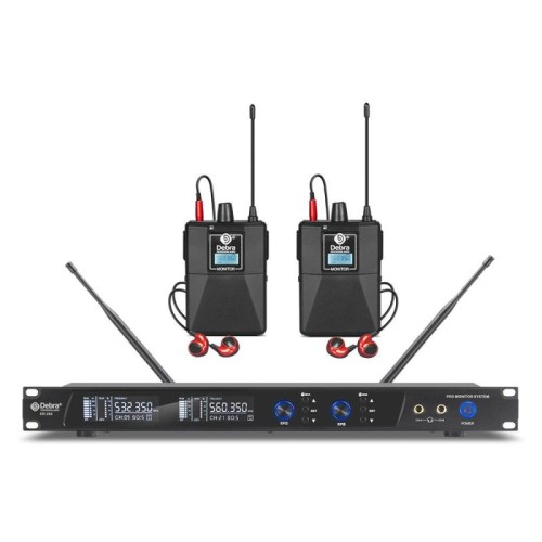 Sistema di monitoraggio audio wireless professionale DEBRA ER-202 con due ricevitori (spina AU)