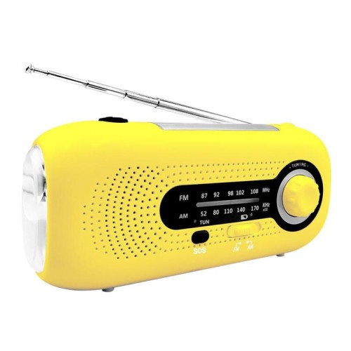Radio meteorologica di emergenza SOS a manovella solare, senza batteria, dimensioni: versione USA (nera)