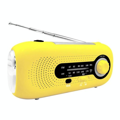 Radio meteorologica di emergenza SOS a manovella solare, senza batteria, dimensioni: versione giapponese (gialla)