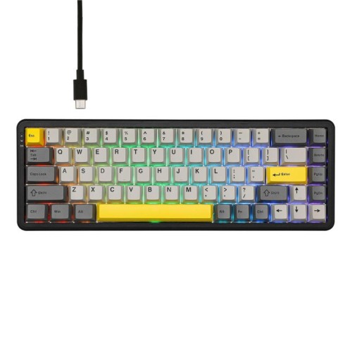 Tastiera meccanica cablata Ajazz AK680 MAX con albero magnetico e luce RGB, colore: nero grigio giallo