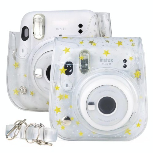 Borsa per fotocamera con custodia rigida in PVC di cristallo con tracolla per Fujifilm Instax Mini 11 (trasparente)