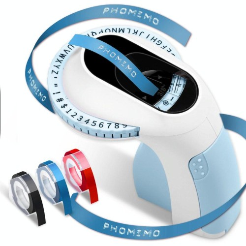 Etichettatrice meccanica portatile Phomemo E975 con larghezza di stampa di 9 mm e 3 nastri blu