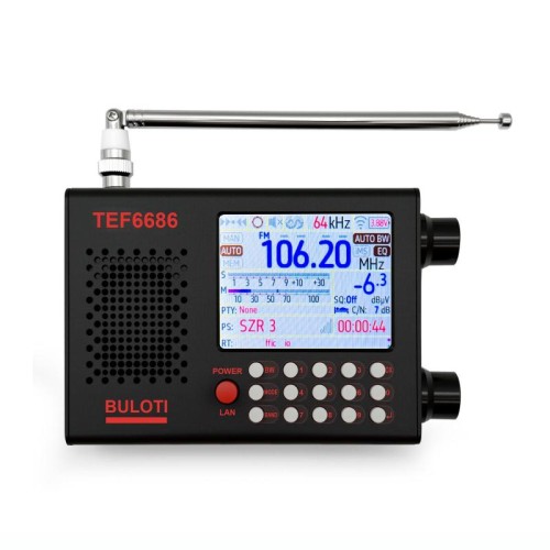 BULOTI TEF6686 Radio FM ad alta sensibilità con schermo touch a banda intera (nera)