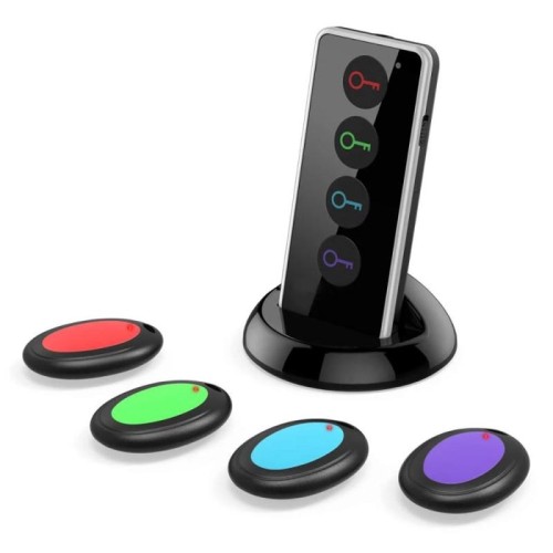 Smart Remote Wireless Key Finder con torcia a LED, 1 trasmettitore RF e 4 ricevitori