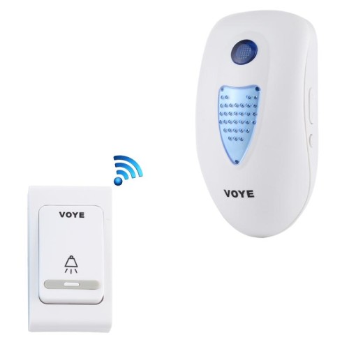VOYE V003B Campanello senza fili con telecomando per musica domestica con 38 suoni polifonici, spina americana (bianco)