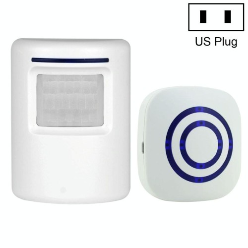 FY-0256 2 in 1 PIR Sensori a infrarossi (trasmettitore + ricevitore) Rilevatore di allarme del campanello senza fili per la casa / ufficio / negozio / fabbrica, spina degli Stati Uniti