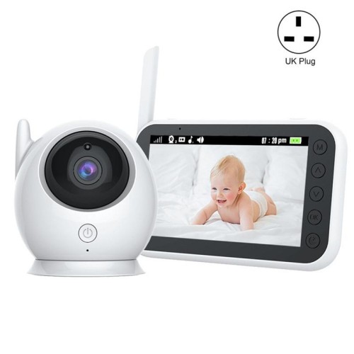 ABM100 Videocamera di sicurezza a 360 gradi per baby monitor con visione notturna a colori wireless da 4,3 pollici (spina del Regno Unito)