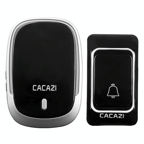 CACAZI Cercapersone multifunzionale per campanello senza fili con musica impermeabile intelligente, dimensioni: spina europea (argento)