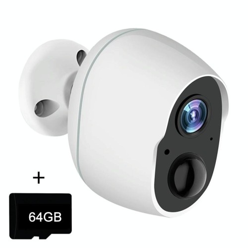 Telecamera di sorveglianza WiFi con visione notturna a infrarossi Ultra-HD per la casa, scheda di memoria: 64 GB (spina USA)