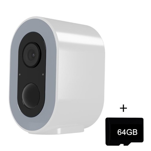 Telecamera WiFi Tuya Smart Version HD a basso consumo energetico, spina UE, scheda di memoria: 64 GB (bianco)
