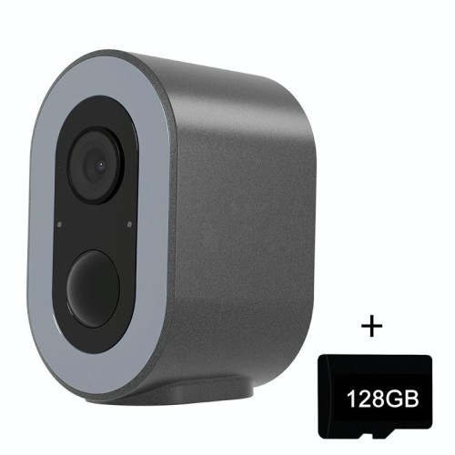 Telecamera WiFi Tuya Smart Version HD a basso consumo energetico, spina UE, scheda di memoria: 128 GB (bianco)