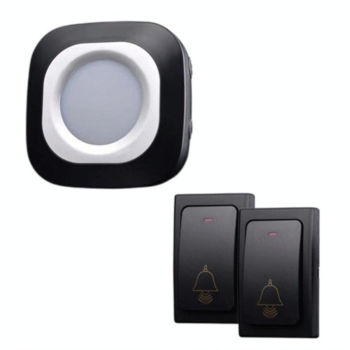 Campanello domestico wireless flash Campanello con telecomando intelligente autogenerato senza batterie, specifica: 2 per 1 nero (spina europea)