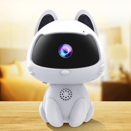 Telecamera domestica intelligente K9 Cute Pets, supporto per visione notturna e rilevamento bidirezionale di voce e movimento (bianco)
