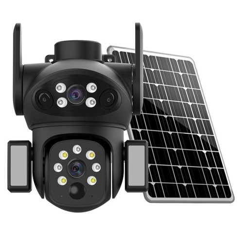 Telecamera di sorveglianza solare panoramica multi-obiettivo X7 da 2 MP con cupola PTZ, modello: Southeast Asia 4G (nera)